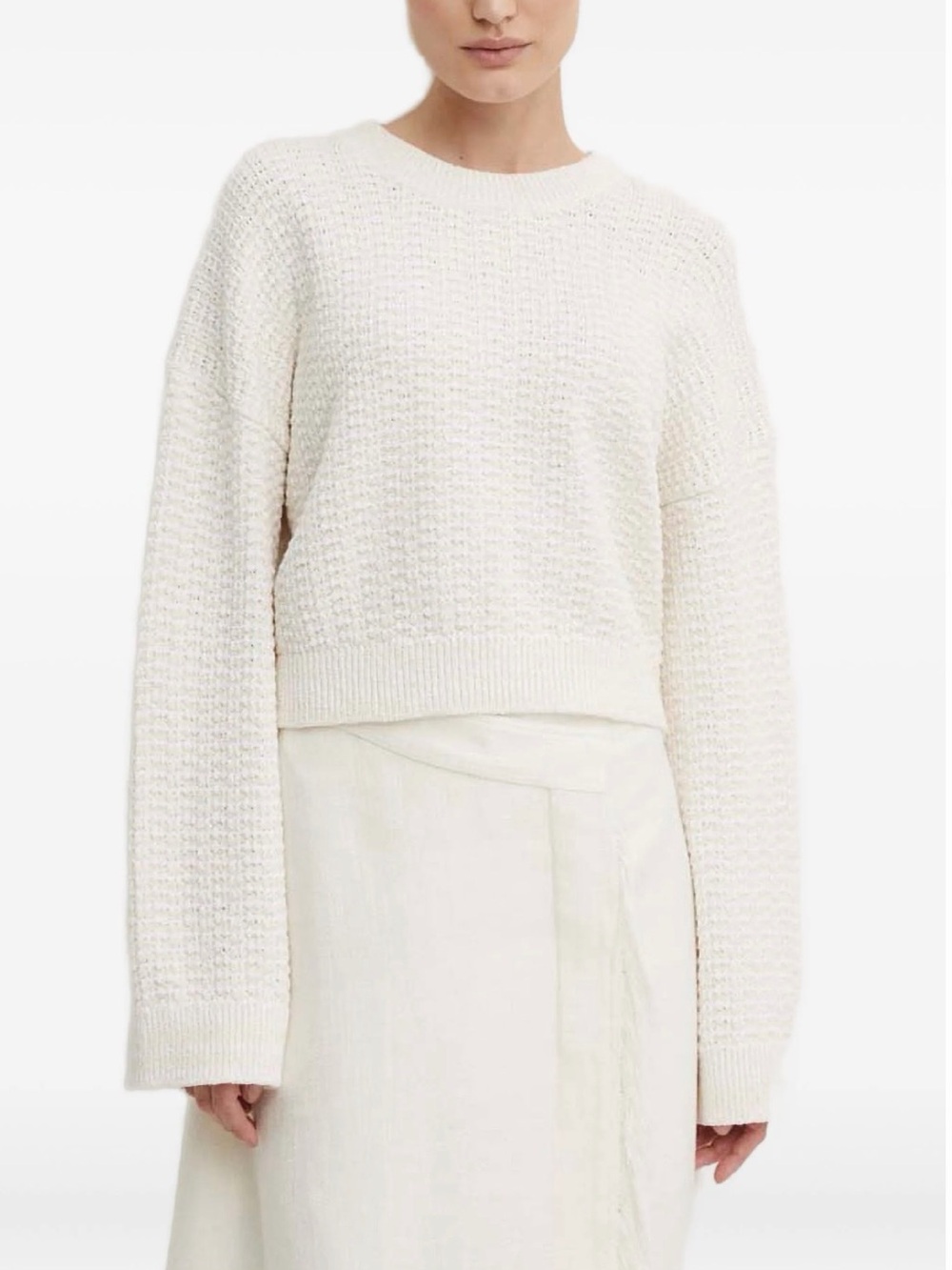 A.L.C. Cream Waffle Knit Cropped Sweater small